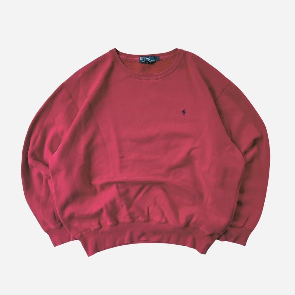 90s Vintage Polo Ralph Lauren Red Faded Crewneck Sweatshirt